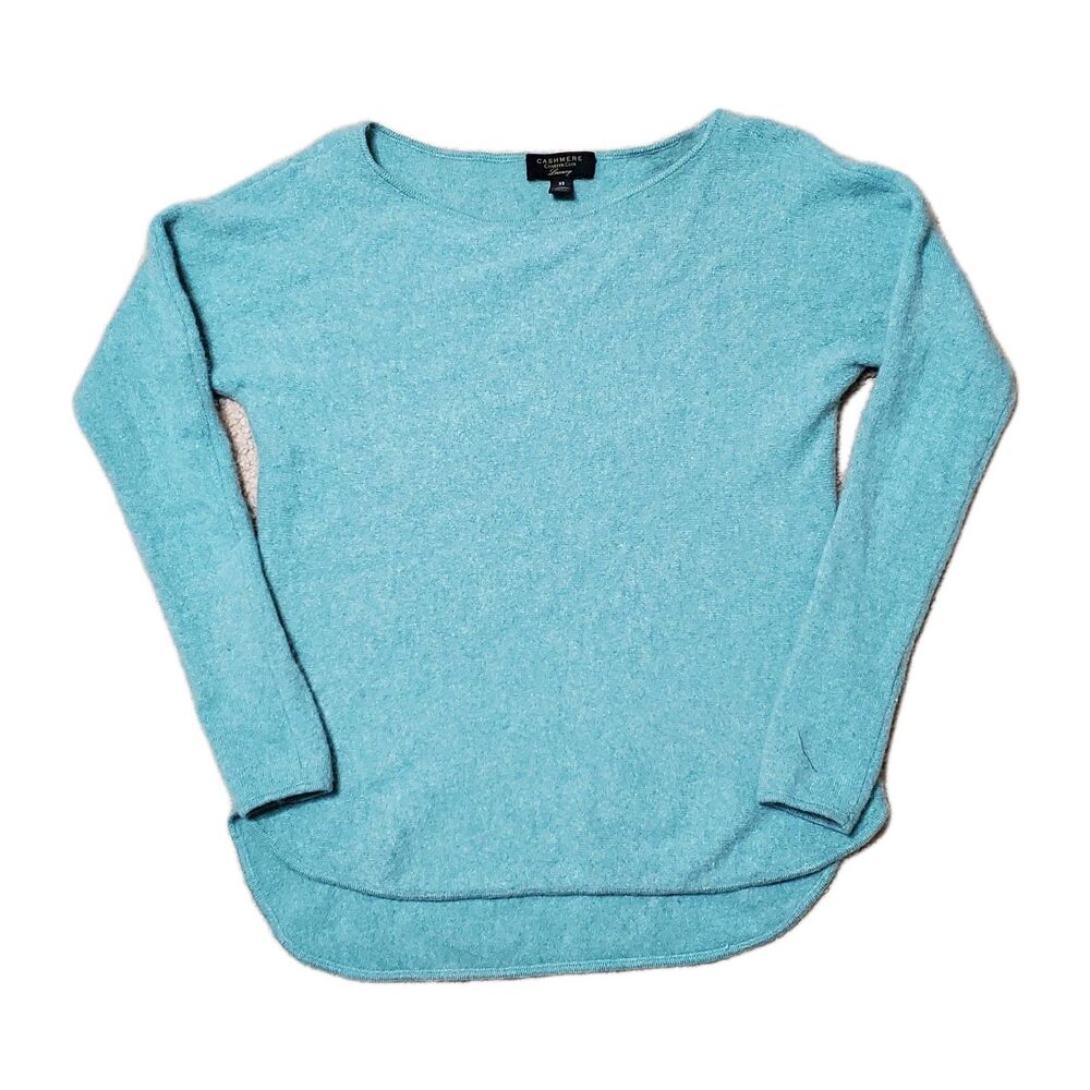 Charter Club Womens Sz XS Cashmere Pullover Sweater Green Long Sleeve